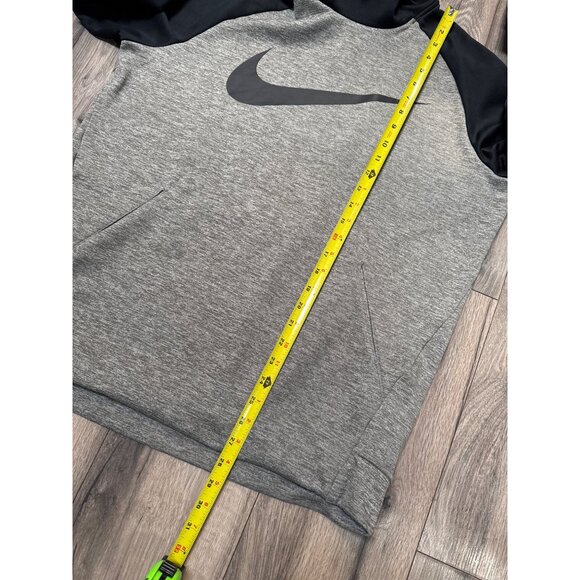 Nike Dri-Fit Gray & Black Pullover Hoodie Sweatshirt Large With Kangaroo Pocket - Picture 6 of 7